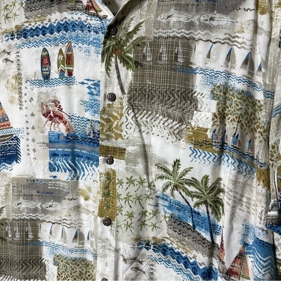 Boca Classics Men's Hawaiian Fishing Tropical Button Down Shirt Size L - Picture 3 of 7